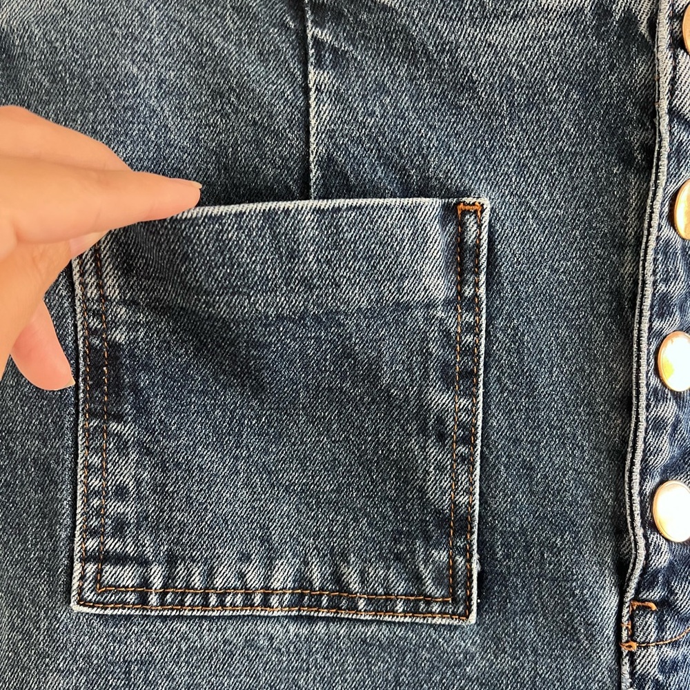 Zara Blue High Rise Wide Leg Cropped Jeans Pants size 12 - Picture 5 of 10